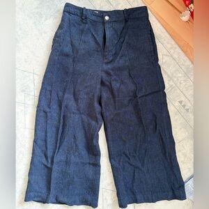 Zara Wide Leg Navy Blue Linen Pants